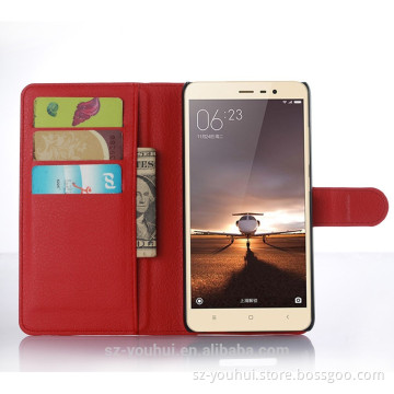 Factory price leather flip cover case for xiaomi redmi note 3